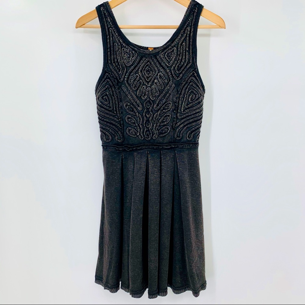 FREE PEOPLE Large black mini fit + flare dress